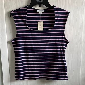ON 34 th Women's Navy and Pink Striped Tank Top